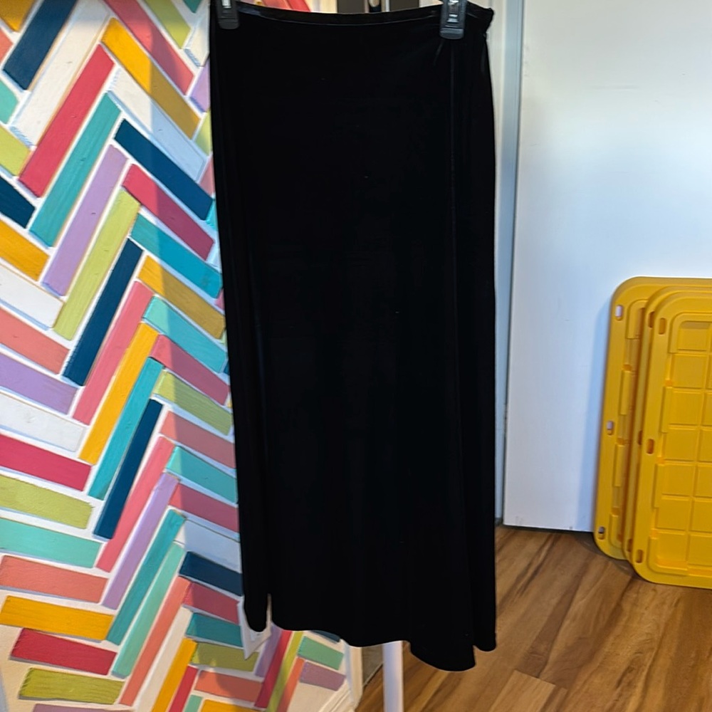 Black velvet maxi skirt